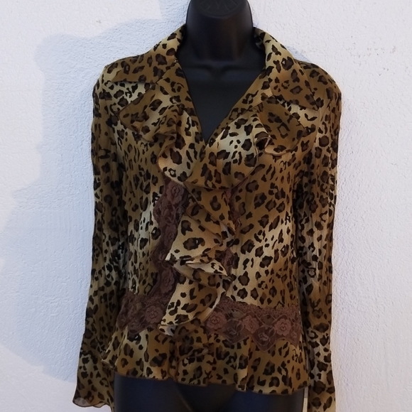 Allison Taylor Animal Print Blouse Size S (M6969) - Picture 6 of 6